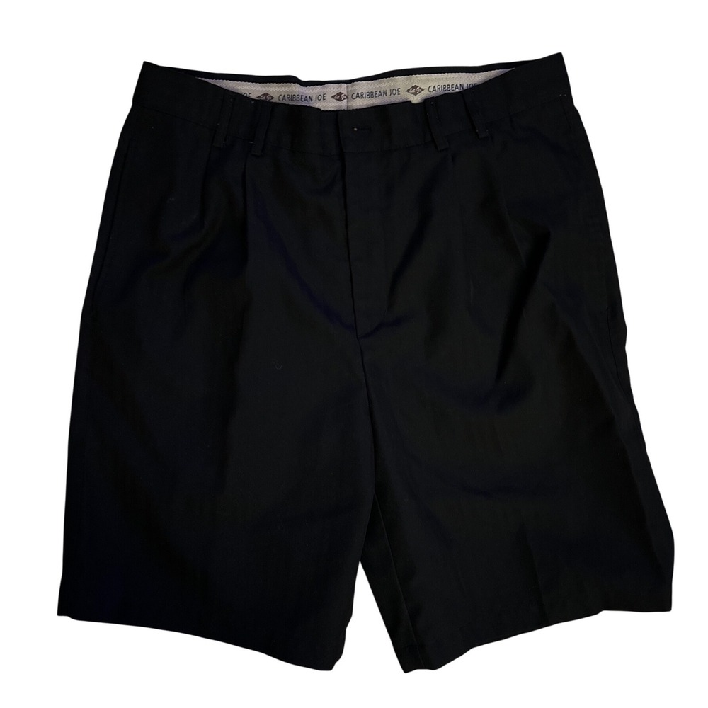 Caribbean Joe Mens Black Pleated Dress Shorts Size 33 Casual Golf Summer